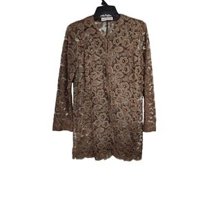 Ester Ken Paris Made in France Brown Lace Blouse M